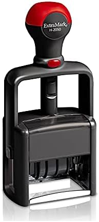 Heavy Duty Office Date Stamp - Brush Stroke Design - Self Inking Dater - Red Ink Color