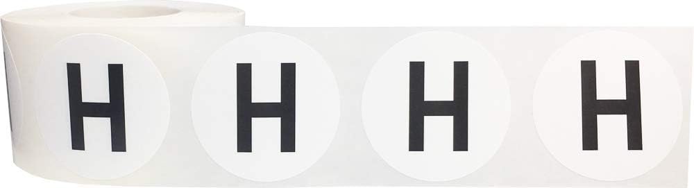 Letter H Inventory Labels 1.5 inch Round Circle Dots 500 Adhesive Stickers
