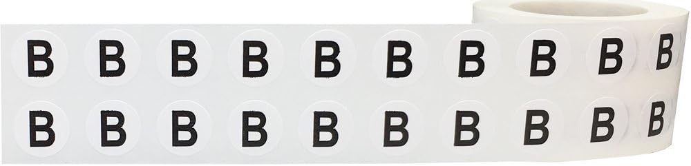 Letter B Inventory Labels .5 Inch Round Circle Dots 1,000 Adhesive Stickers