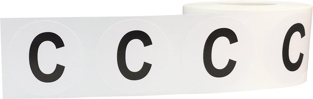 Letter C Inventory Labels 1.5 Inch Round Circle Dots 500 Adhesive Stickers
