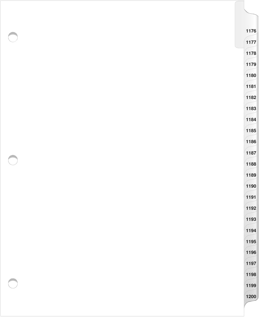 Exhibitindexesยฎ 3 Hole Punched Side Collated Exhibit Tabs - AVE Style Bold Tabs Letter Size - 1176-1200- Set