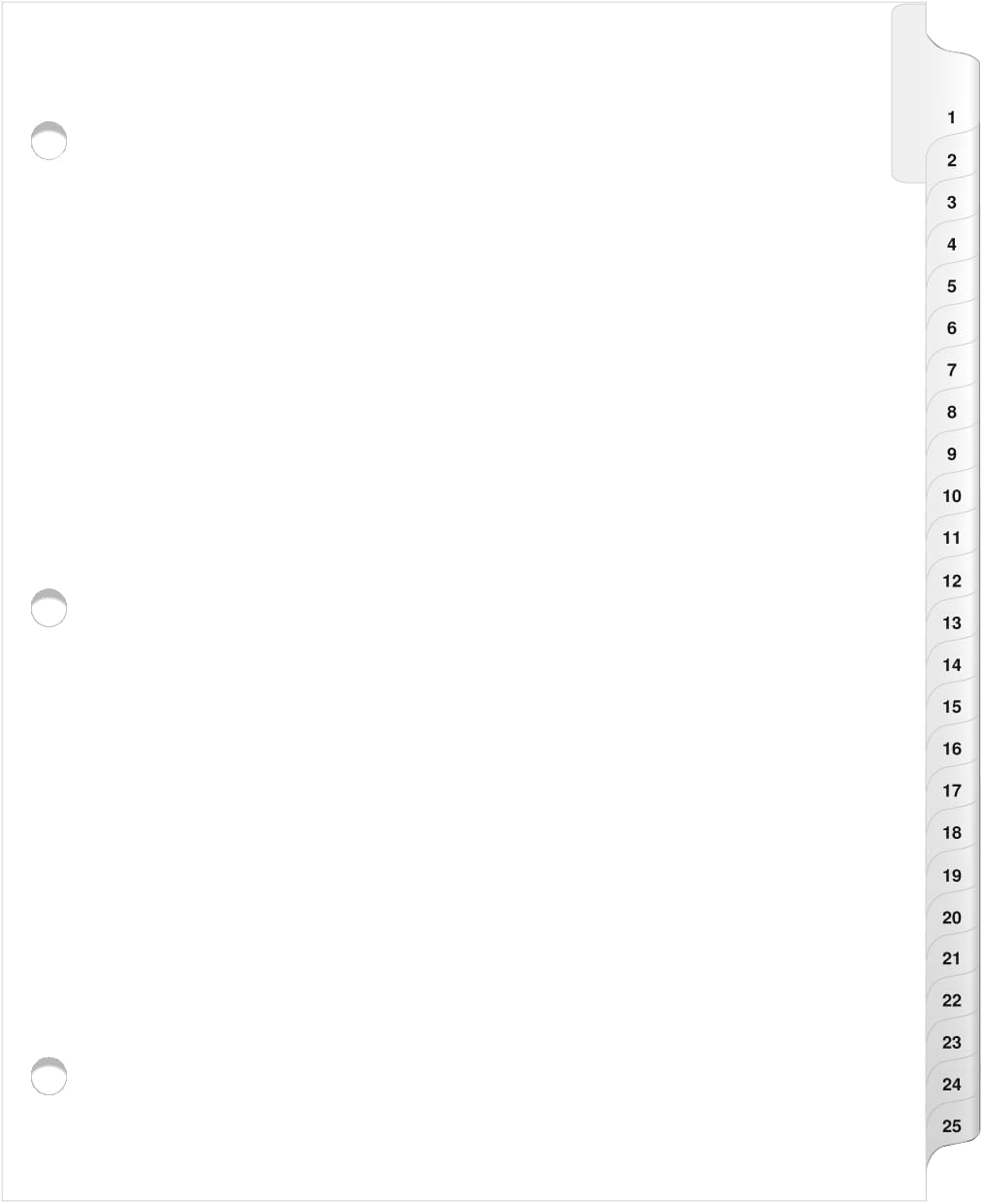 Exhibitindexesยฎ 3 Hole Punched Side Collated Exhibit Tabs - AVE Style Bold Tabs Letter Size - 1-25-Set