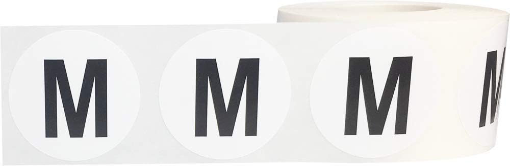 Letter M Inventory Labels 1.5 inch Round Circle Dots 500 Adhesive Stickers