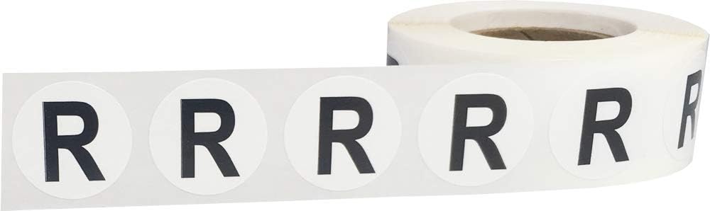 Letter R Inventory Labels .75 Inch Round Circle Dots 500 Adhesive Stickers