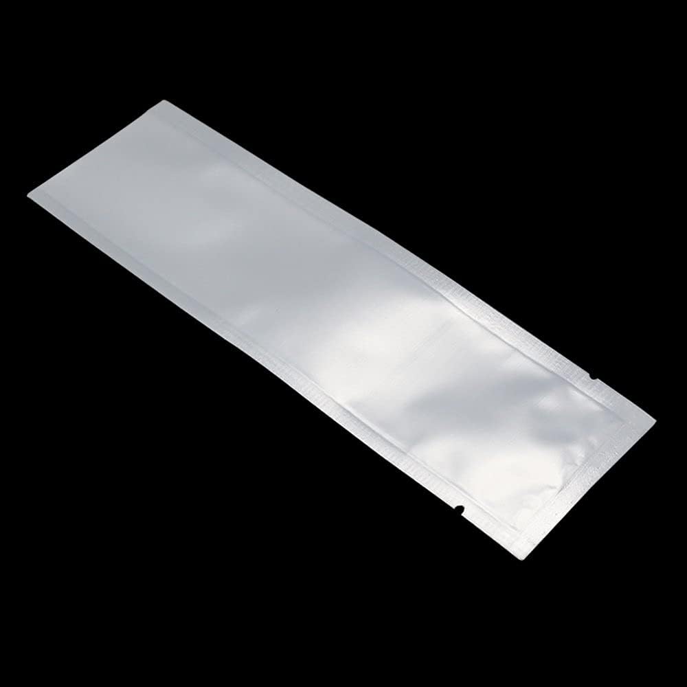 PABCK 100 Pcs 2.56x8.66 inch (Inside Size 2.17x8.27 inch) Clear Front Vacuum Heat Sealable Pure Mylar Foil Bag for Travel Sampling Packaging Food Storage Aluminum Foil Candy Coffee Powder Package