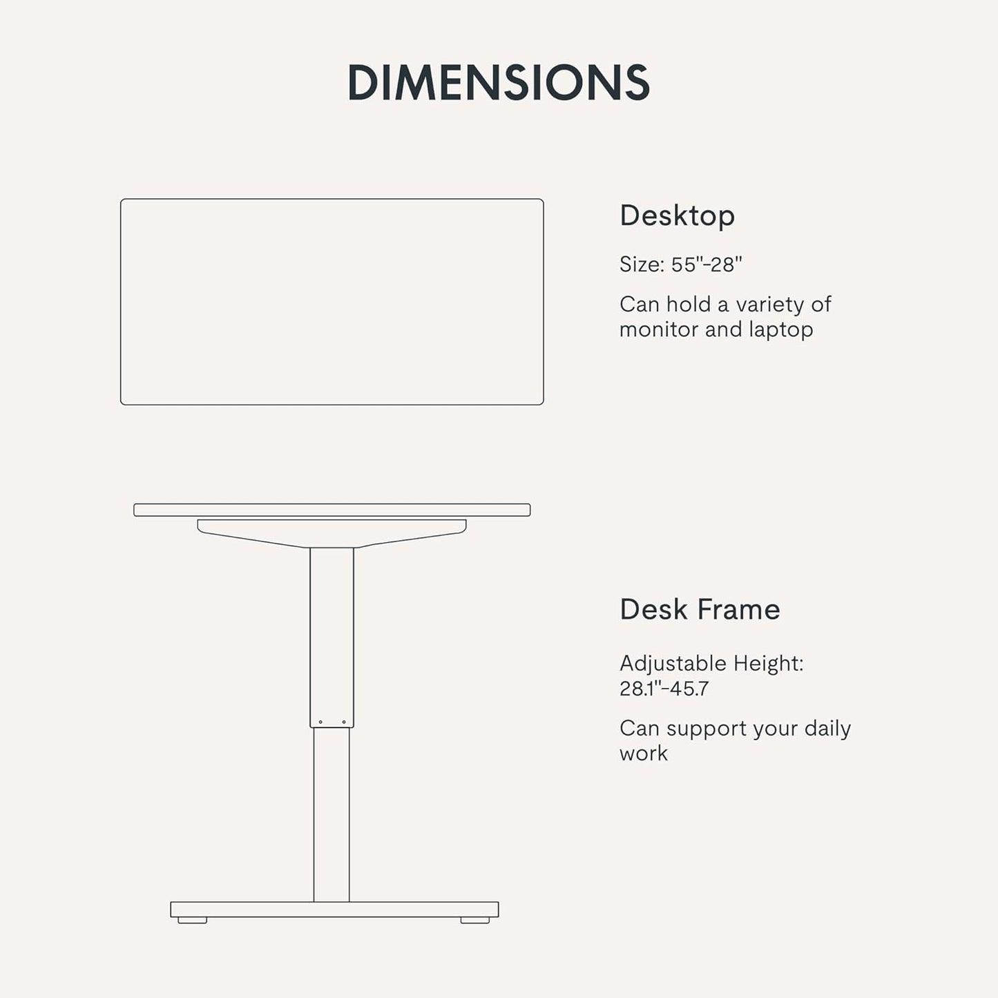 FLEXISPOT EN1 Whole-Piece Standing Desk, 55x28 Inches Electric Sit Stand Desk with Automatic Smart Keypad (Black Frame + Rustic Top, 2 Packages)