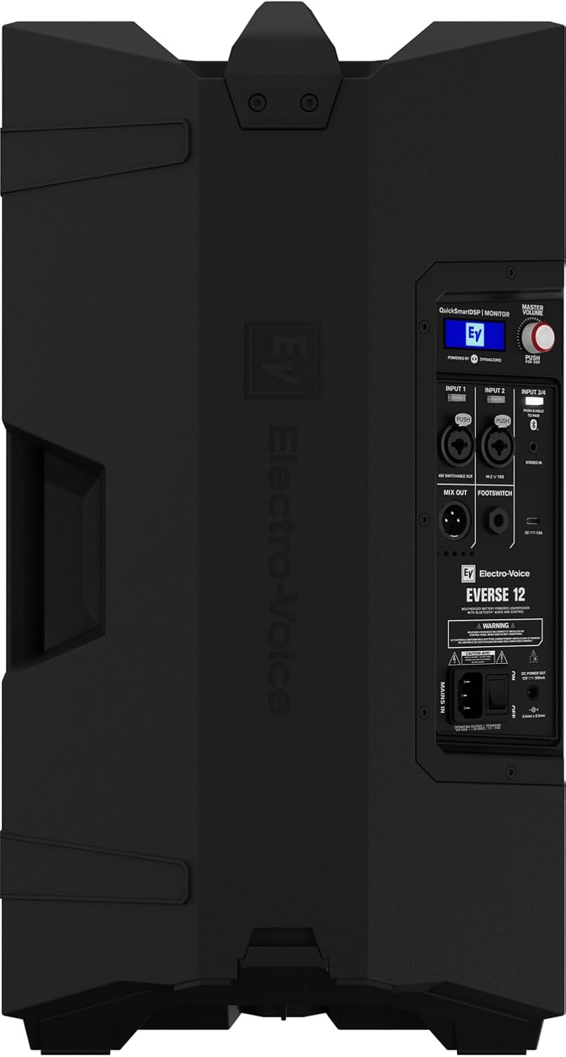 Electro Voice EVERSE 12 12-Inch Weatherized Battery-Powered Loudspeaker with Bluetooth Audio and Control (Black)