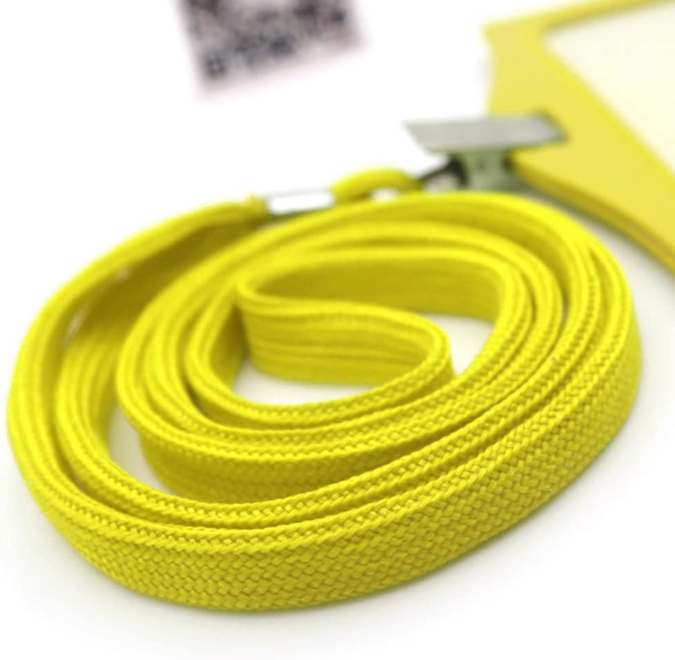 Beebel Lanyard 100 Pack Black Badge Lanyards Flat Lanyards Round 32" With with Badge Clip (Yellow)