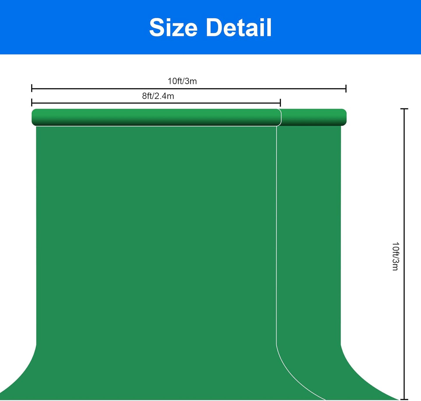 Joccun 10X10FT Green Backdrop Background for Photography,Polyester Backdrop Curtain Background Screen for Photography,Photoshoot,Video Recording,Studio(10X10ft,Green)