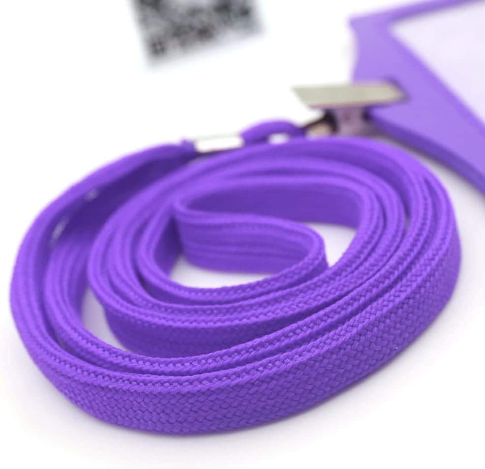 Beebel Lanyard 100 Pack Purple Badge Lanyards Flat Lanyards Round 32" with Badge Clip