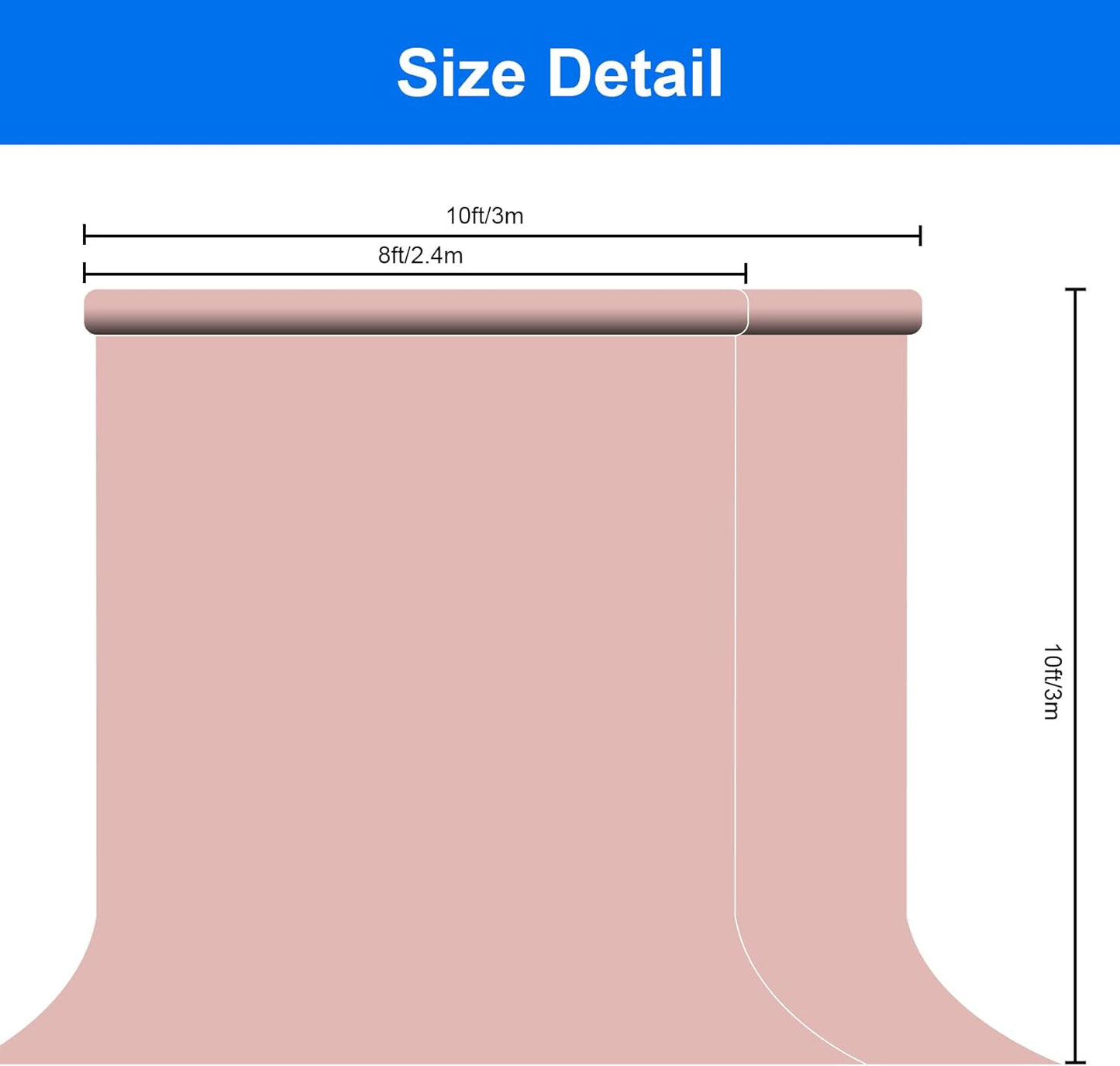 Joccun 10X10FT Light Pink Backdrop Background for Photography,Polyester Backdrop Curtain Background Screen for Photography,Photoshoot,Video Recording,Studio(10X10ft,Light Pink)
