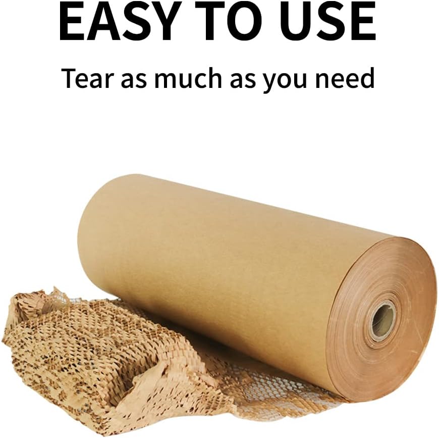 Honeycomb Packing Paper, 20" x 1500' Packing Paper Substitute Alternative for Bubble Cushioning Wrap, Recyclable and Eco-Friendly Honeycomb Paper for Moving Shipping Packaging, Products & Gifts
