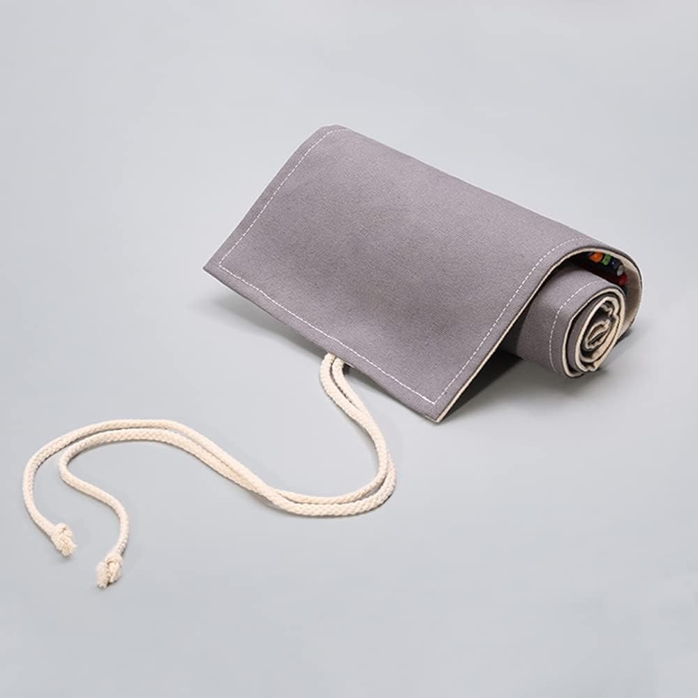 DIYOMR 24/36/72 Slots Pencil Wrap Pencil Rolls, Artist Colored Pencils Roll Up Bag Short Brushes Pouch Case Pencils Organizer for Drawing Coloring and Sketching (Grey, 24slots)