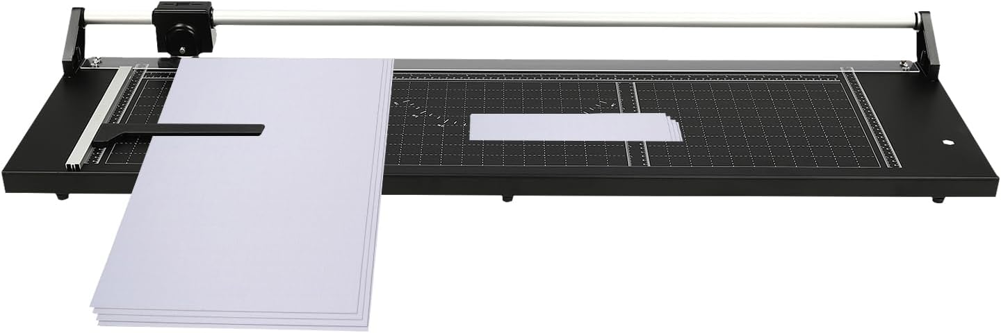 Rotary Paper Trimmer - Precision Cutting Tool with Self-Sharpening Blade for Photo Paper/Cardstock/Film, Heavy-Duty Craft Cutter for Scrapbooking & Office Use, Non-Slip Base & Angle Guide (36 inches)
