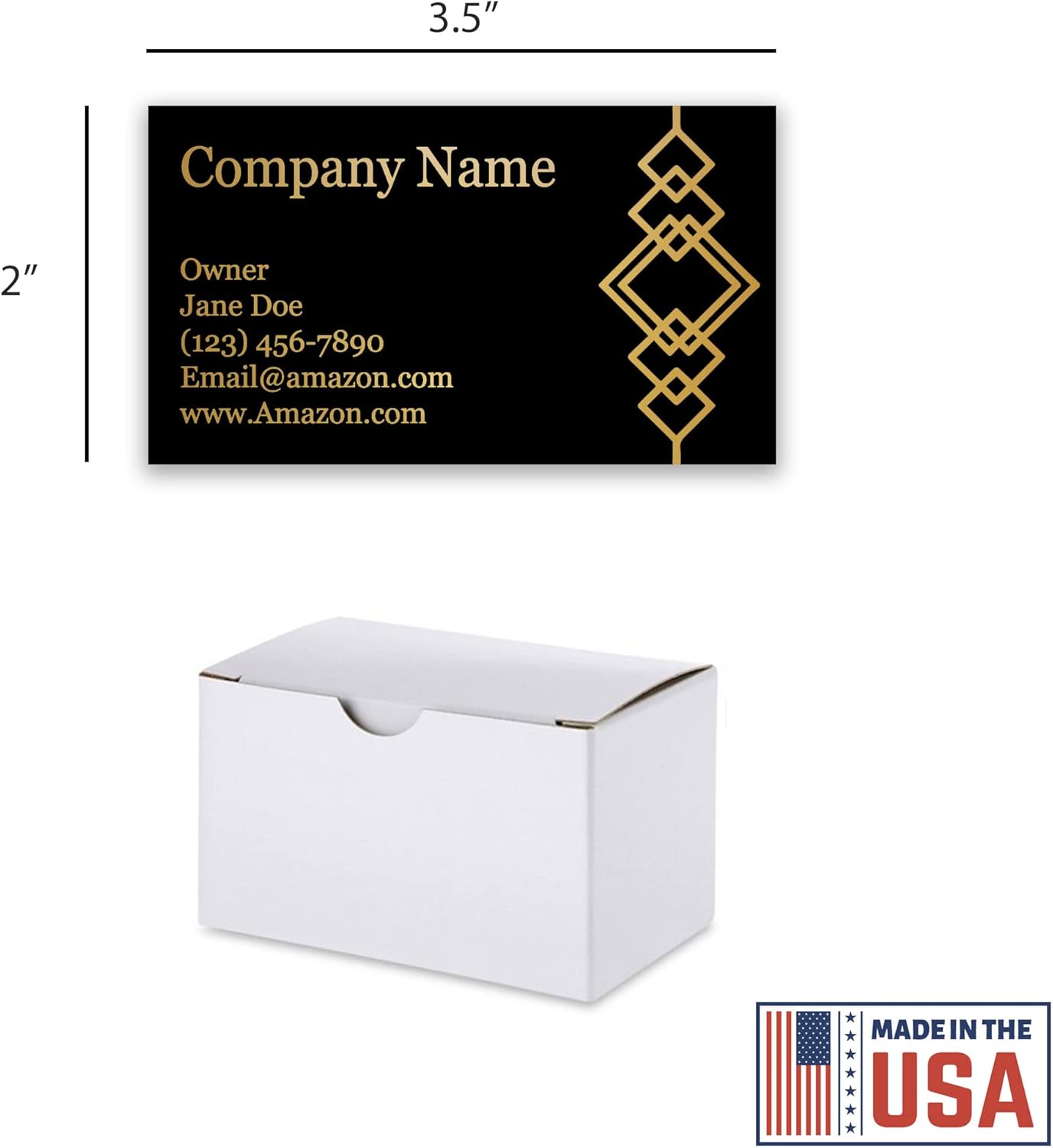 Personalized Gold Foil Black Business Cards 100 Pack - 3.5" x 2" Cards - 14 PT Thick Sturdy Cards - Unique Shiny Gold Foil - Made in the U.S.A. (Gold Art Deco)