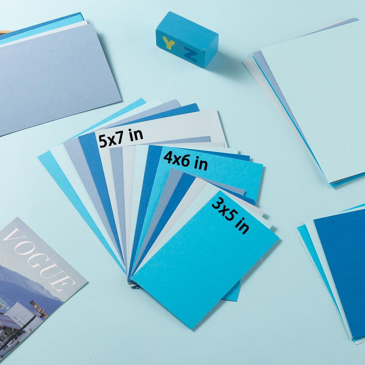 50 Sheets Colored Cardstock Paper 5 Colors, 250 GSM Heavy Card Stock for DIY Art Projects, Cards (Blue, 5x7)