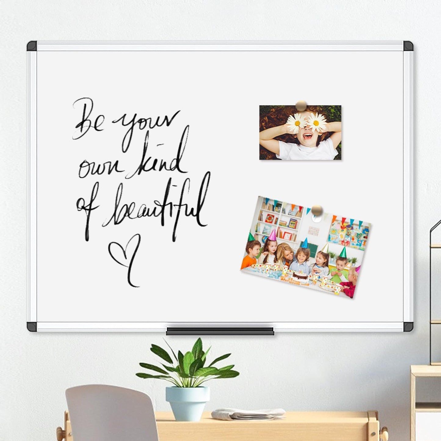 VIZ-PRO Magnetic Dry Erase Board, 48 X 24 Inches, Silver Aluminium Frame