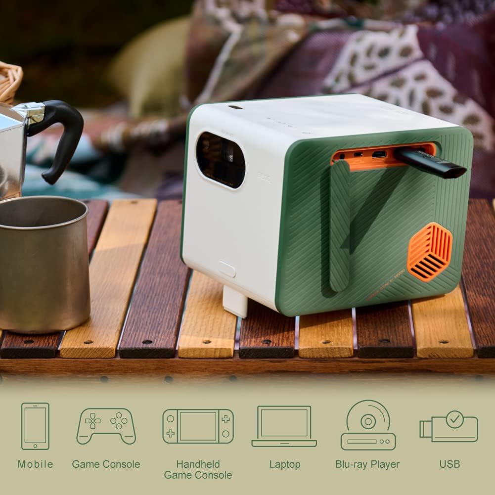 BenQ GS50 1080p Wireless Outdoor Projector | Smart Android TV | WiFi & Bluetooth | 2.1 Channel Speakers with Extra Bass | HDR10 | Autofocus & Keystone | Portable Movie Projector for Camping & Home
