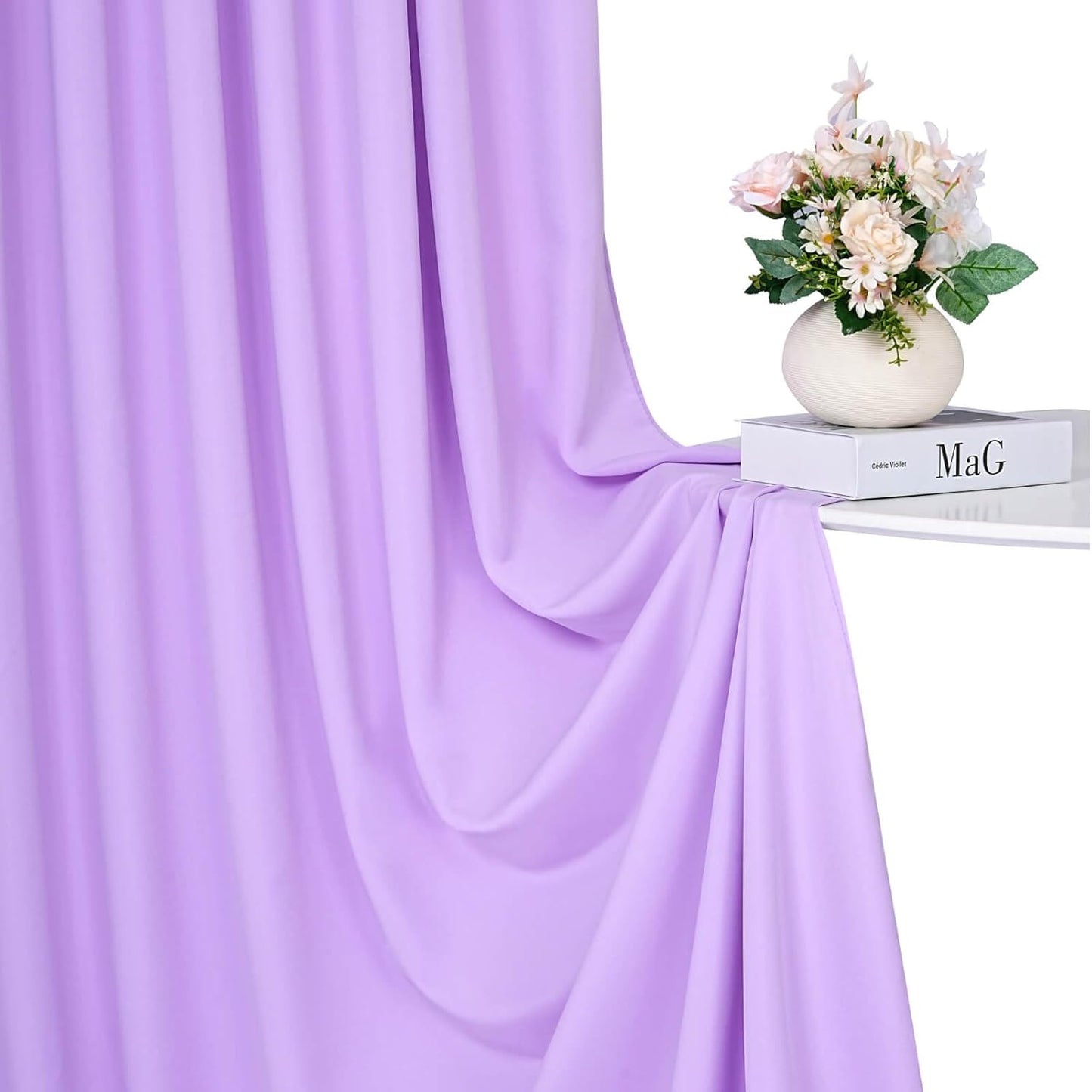 Lavender Backdrop Curtains Photo Backdrop Drapes: 2 Panels 5ft x 10ft Polyester Fabric - Baby Shower Mermaid Photography Background Decorations