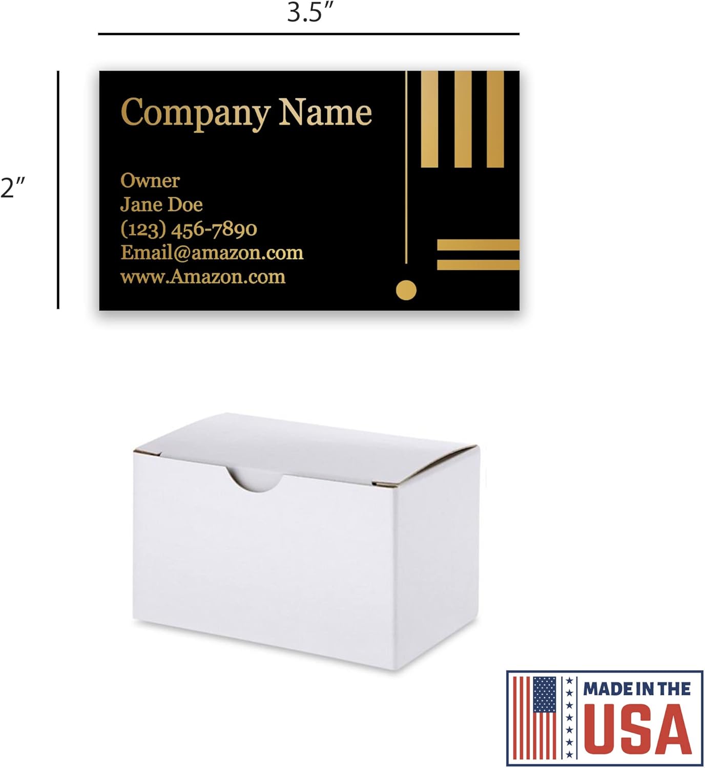 Personalized Black Business Cards 100 Pack - 3.5" x 2" Cards - 14 PT Thick - Unique Shiny Gold Foil - Made in the U.S.A. (Gold Concept)