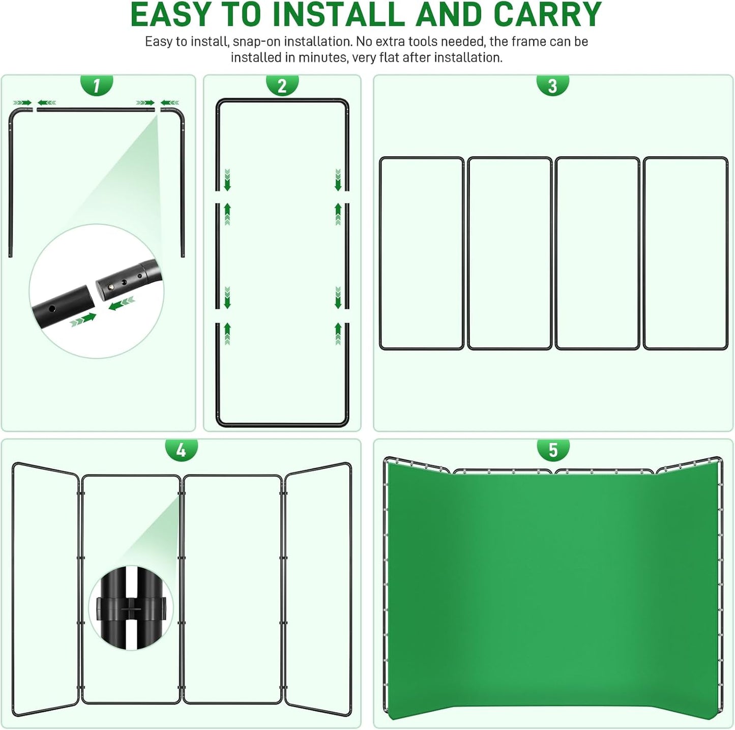 7.87ft x 13.12ft Green Screen Backdrop with Stand,Zyernar Large Green Collapsible Backdrop with Stand foror Photo Studio Video Shooting,YouTube Tutorials and Real-Time Videos, Streaming Games,Stage