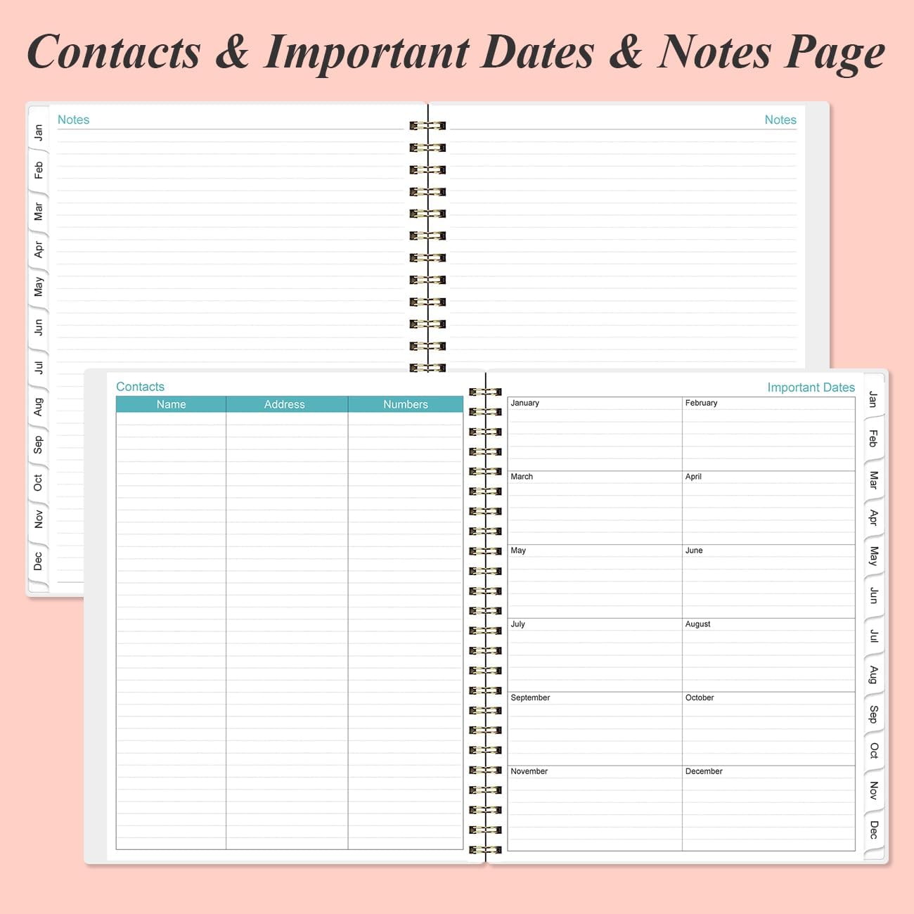 2025 Planner - Planner 2025 from January 2025 to December 2025 with 12 Monthly Tabs, Flexible Cover, Inner Pocket, 8.5" x 11", Pink