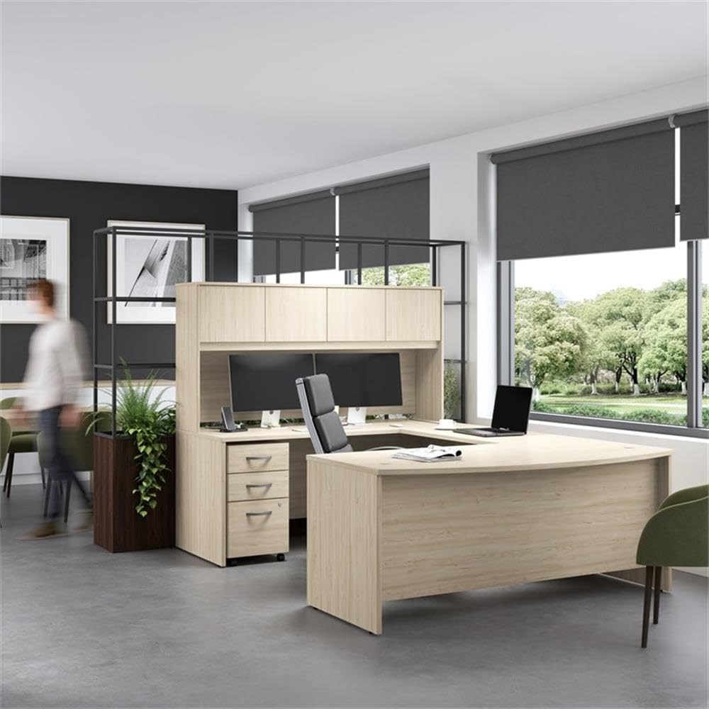 Bush Business Furniture Studio C 3 Drawer Mobile File Cabinet in Natural Elm - Assembled, Rolling Document Storage for Home or Professional Office