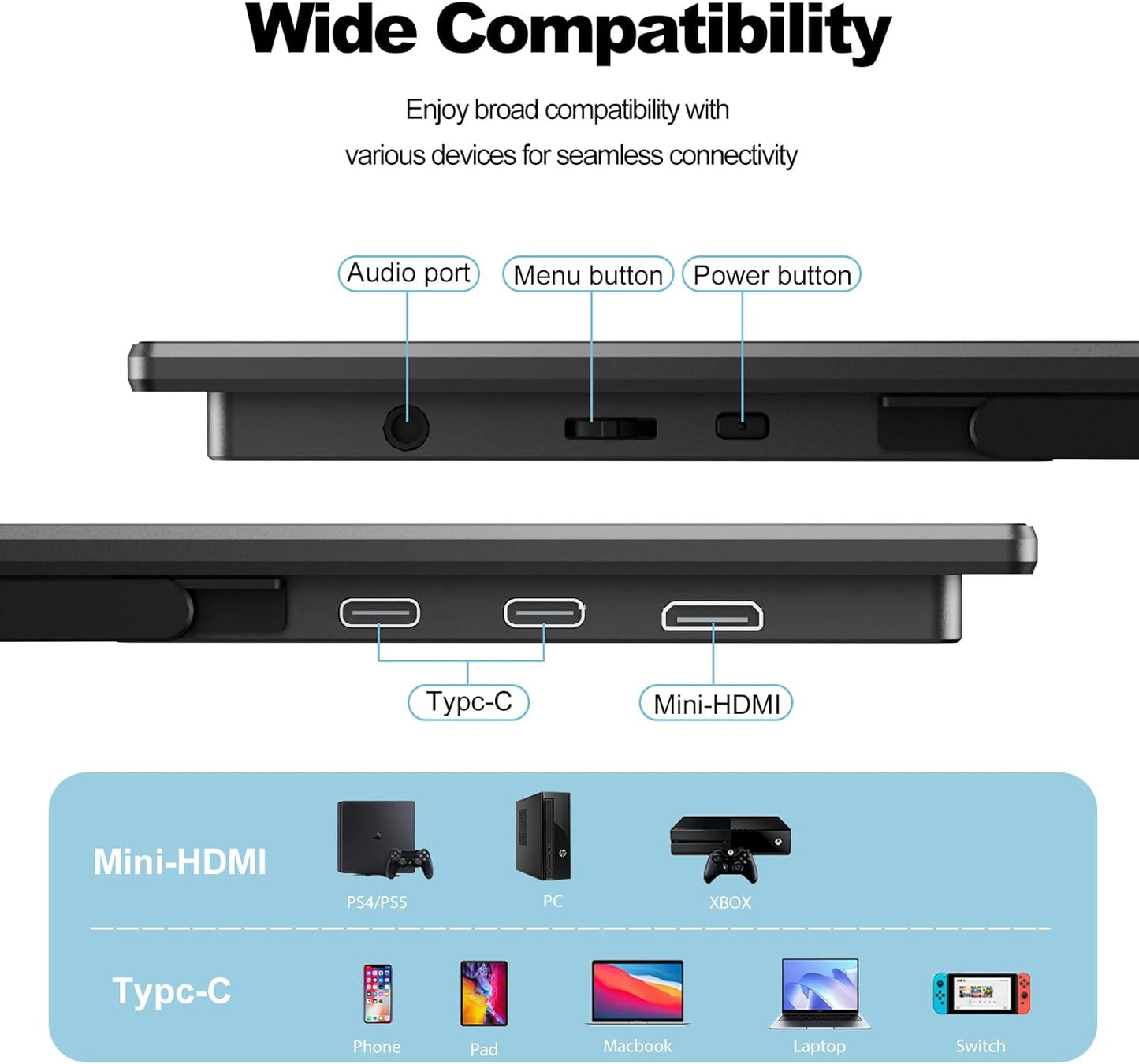 InnoView Portable Monitor, 16" 1200P FHD 180Hz 100% sRGB, Portable Gaming Monitor with Sleeve, USB-C Mini HDMI Portable Laptop Monitors for Laptop, Phones, MacBook, Tablet, PS4/5, Switch, Xbox