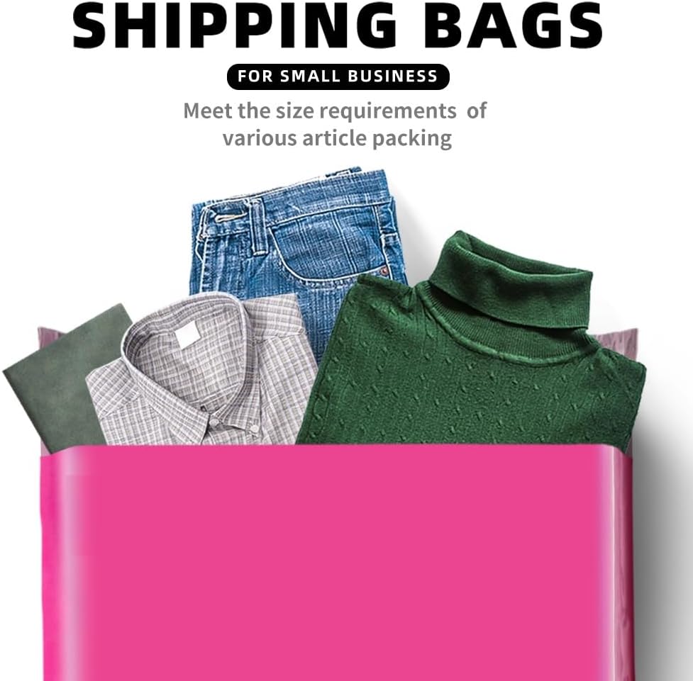 POLYSELLS 100 pcs 9x12 Inches Pink Poly Mailers Shipping Envelopes, Strong Adhesive Sealing, Waterproof, and Tear-resistant Postal Mailing Bags for Clothing, Books, and Accessories