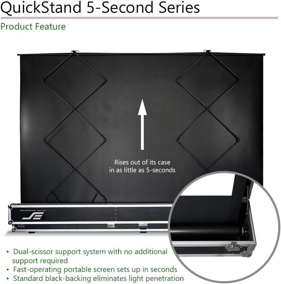 Elite Screens QuickStand 5-Second Series, 180-INCH 16:9, Manual Pull Up Projector Screen, Movie Home Theater 8K / 4K Ultra HD 3D Ready, QS180HD
