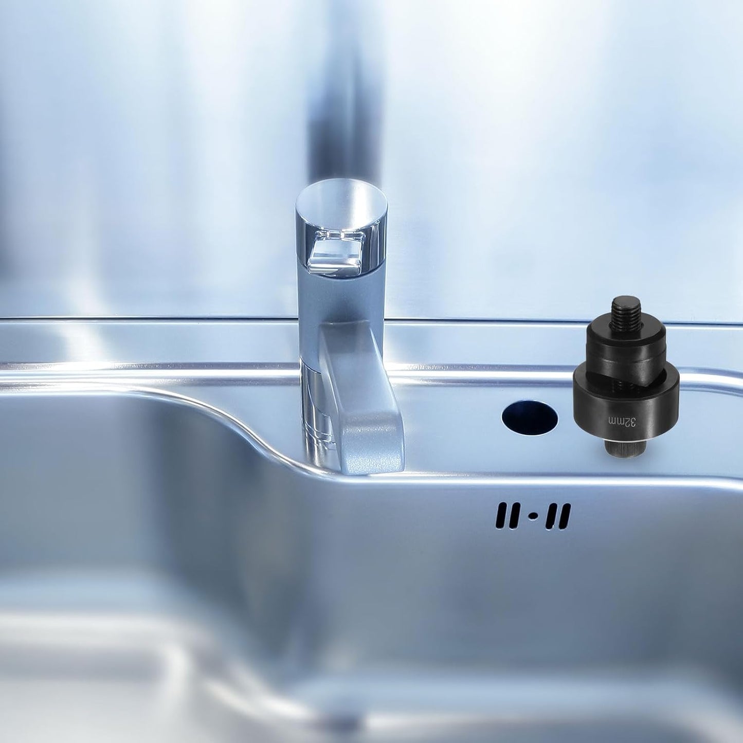 HARFINGTON Sheet Metal Punch Hole Punch 40mm Bearing Steel Precise Cutting Manual Knockout Punch Kit for Metal Steel Plate Sink Stainless Steel, Black