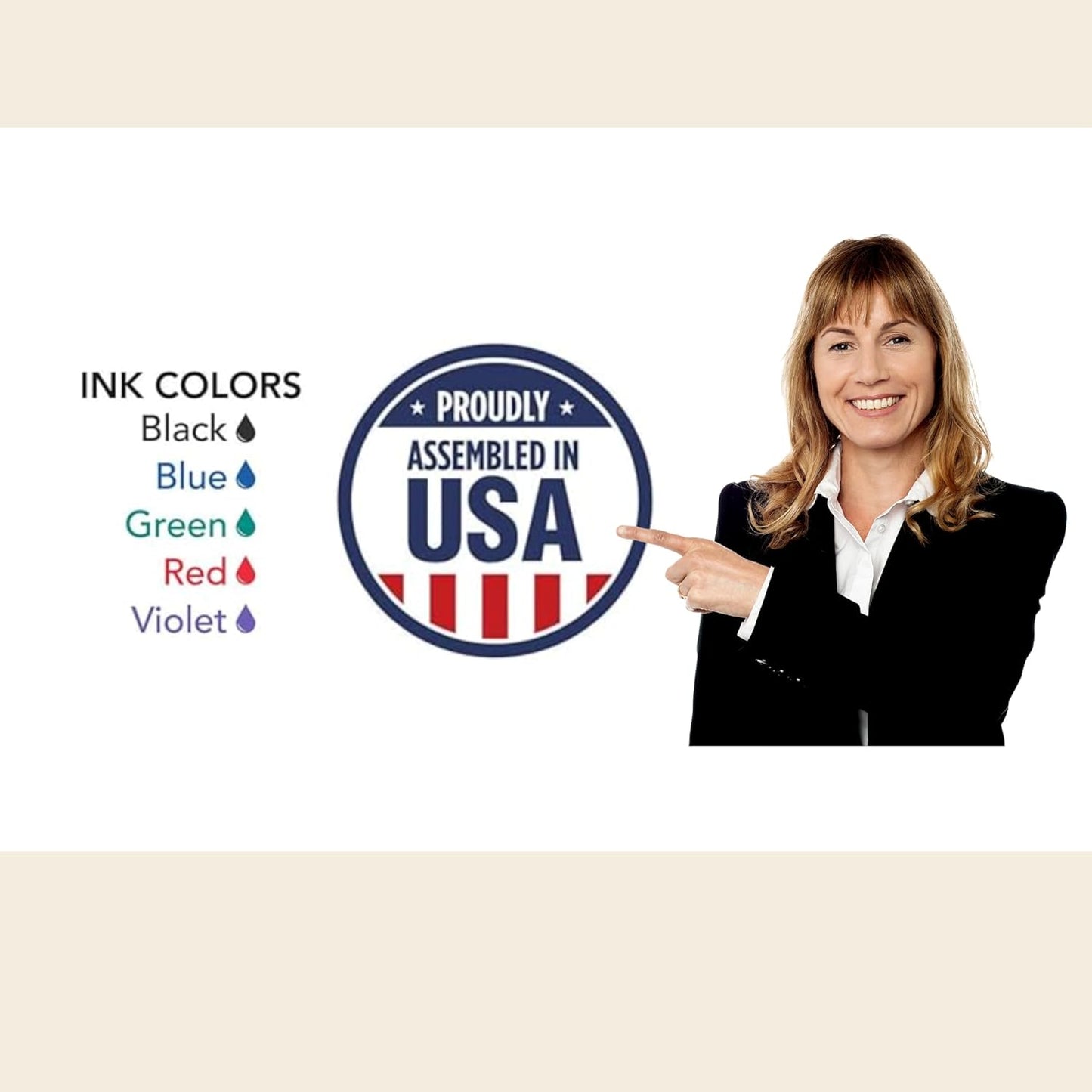 Custom Bank Endorsement Self-Inking Rubber Stamp - Your Text up to 6 Lines - 5 Color Choices