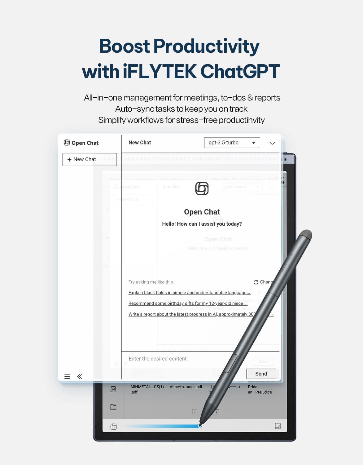 AINOTE Air 2, 8.2" AI E Ink Tablet, Smart Paper Note-Taking Tablet with Stylus & Adjustable Light, ChatGPT-Powered Multi-Language Transcription, Meeting Minutes Schedule Management Digital Notebook