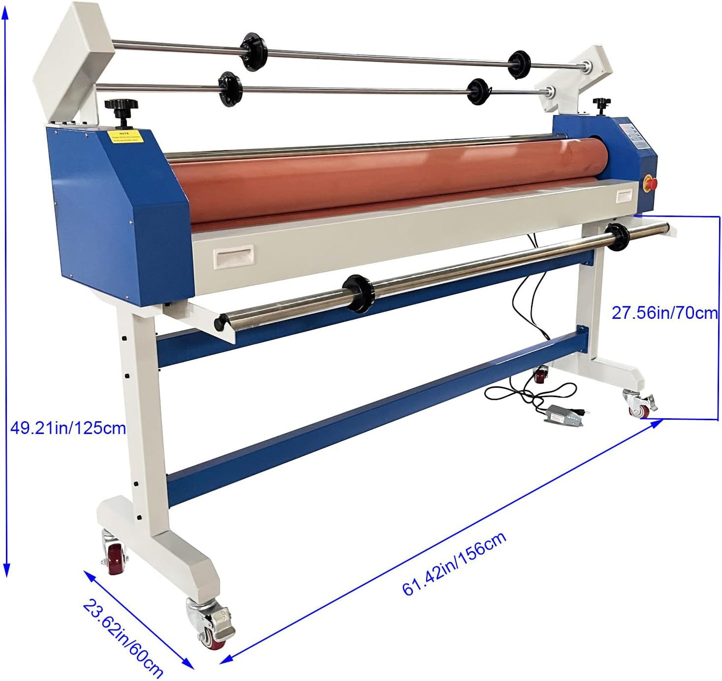 51" Professional Cold Laminating Machine with Self-Removing Film Function Dual Mode Electric/Manual Operation 110V Wide Format Laminator for Posters, Banners, Decals