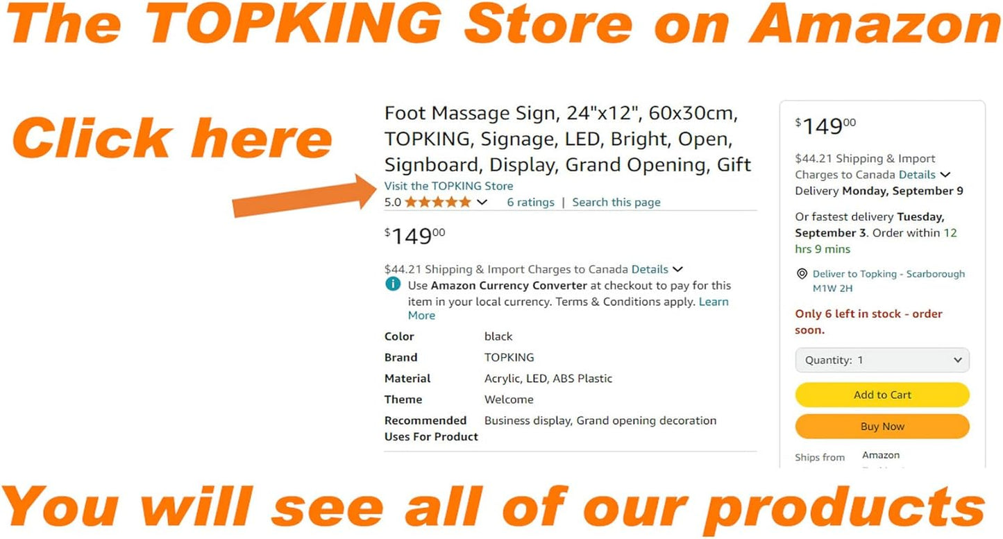 Order Here Sign, 19"x10", 48x24cm, TOPKING, LED, Neon, Florescent, Signage, Signboard, Display, Billboard, Screen, Grand Opening, Gift