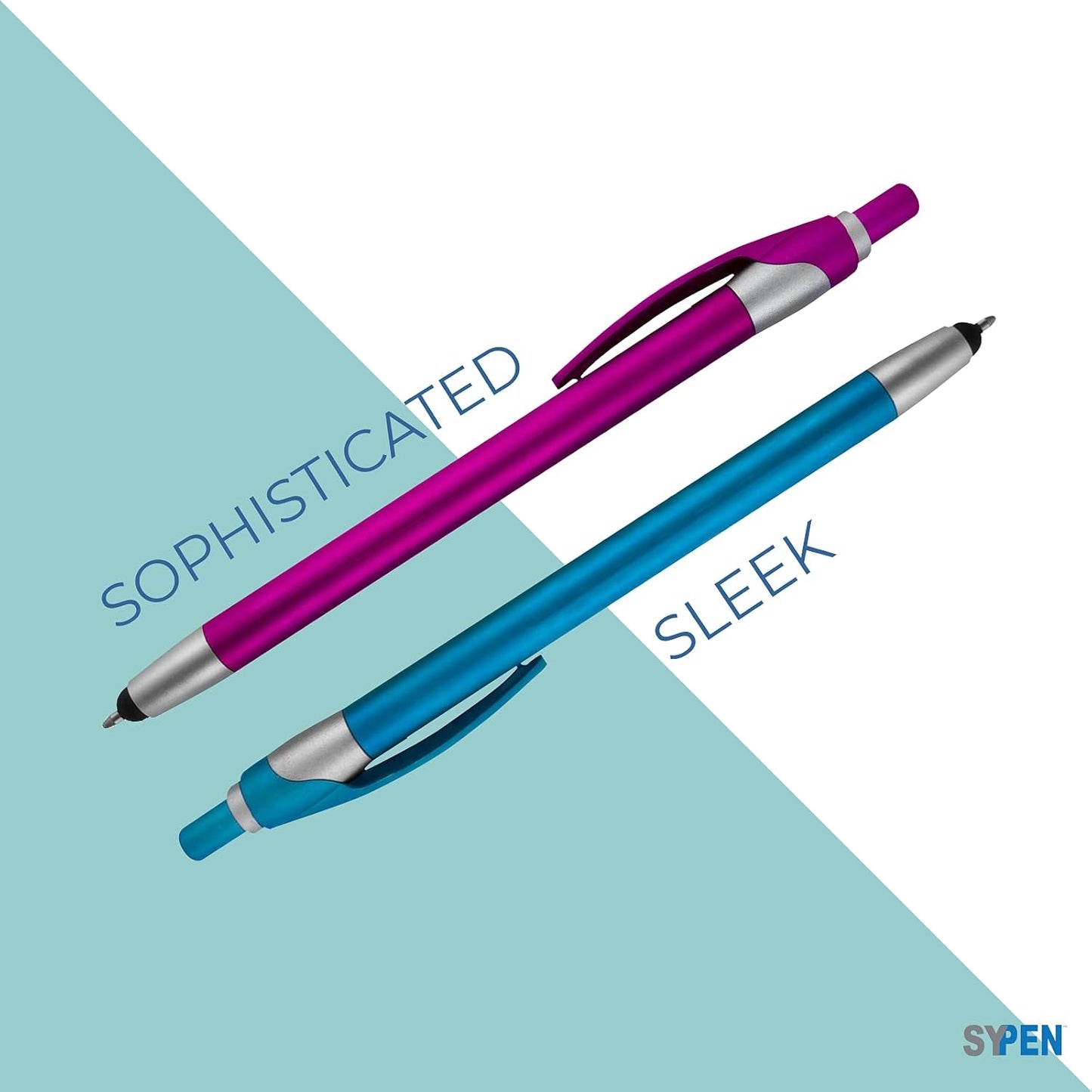 Personalized With your Custom Logo or Text Pens-Pack of 450- for Marketing, Parties, and Events, 2 in 1 Capacitive Stylus & Ballpoint Pen Compatible With Touchscreen Devices, Blue Ink, Green Pens