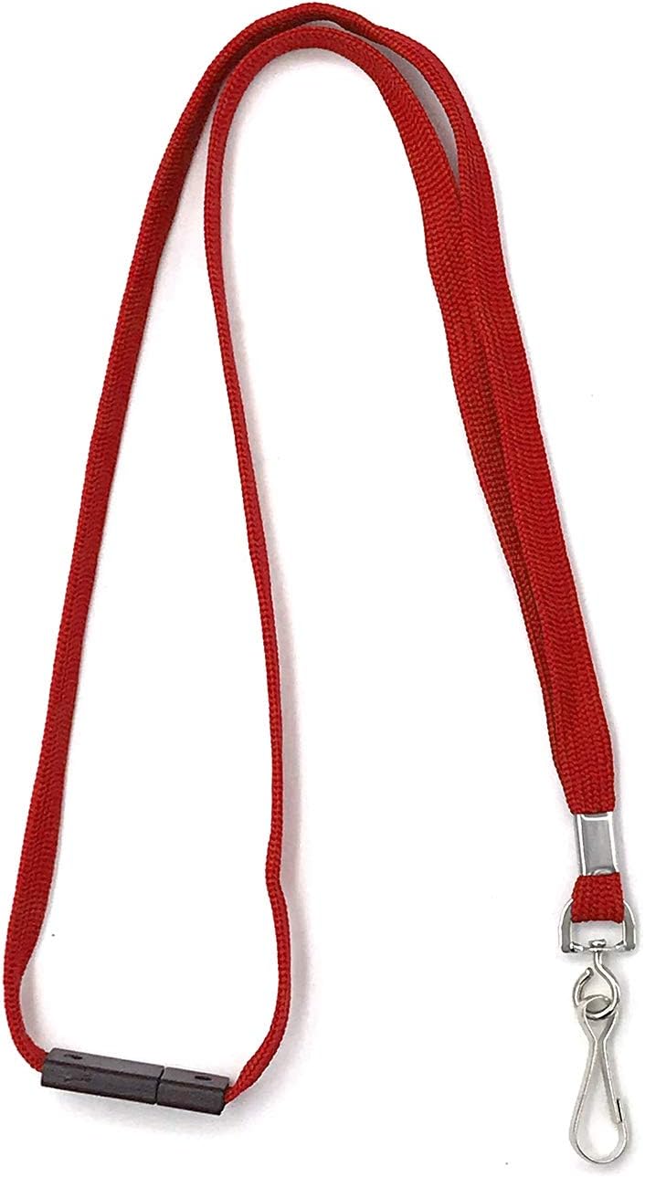Safety Lanyards Premium Breakaway Lanyard Comfortable Neck Straps Lanyards Swivel J Hook for ID Badges (Red, 50 Pack)