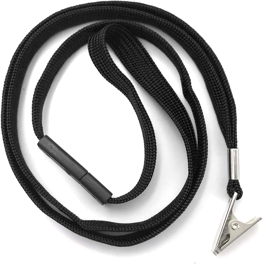 Bird Fiy Lanyards Breakaway Bulk Black Lanyards Neck Flat Safety Badge Lanyard Bulldog Clip (Black, 50 PCS)
