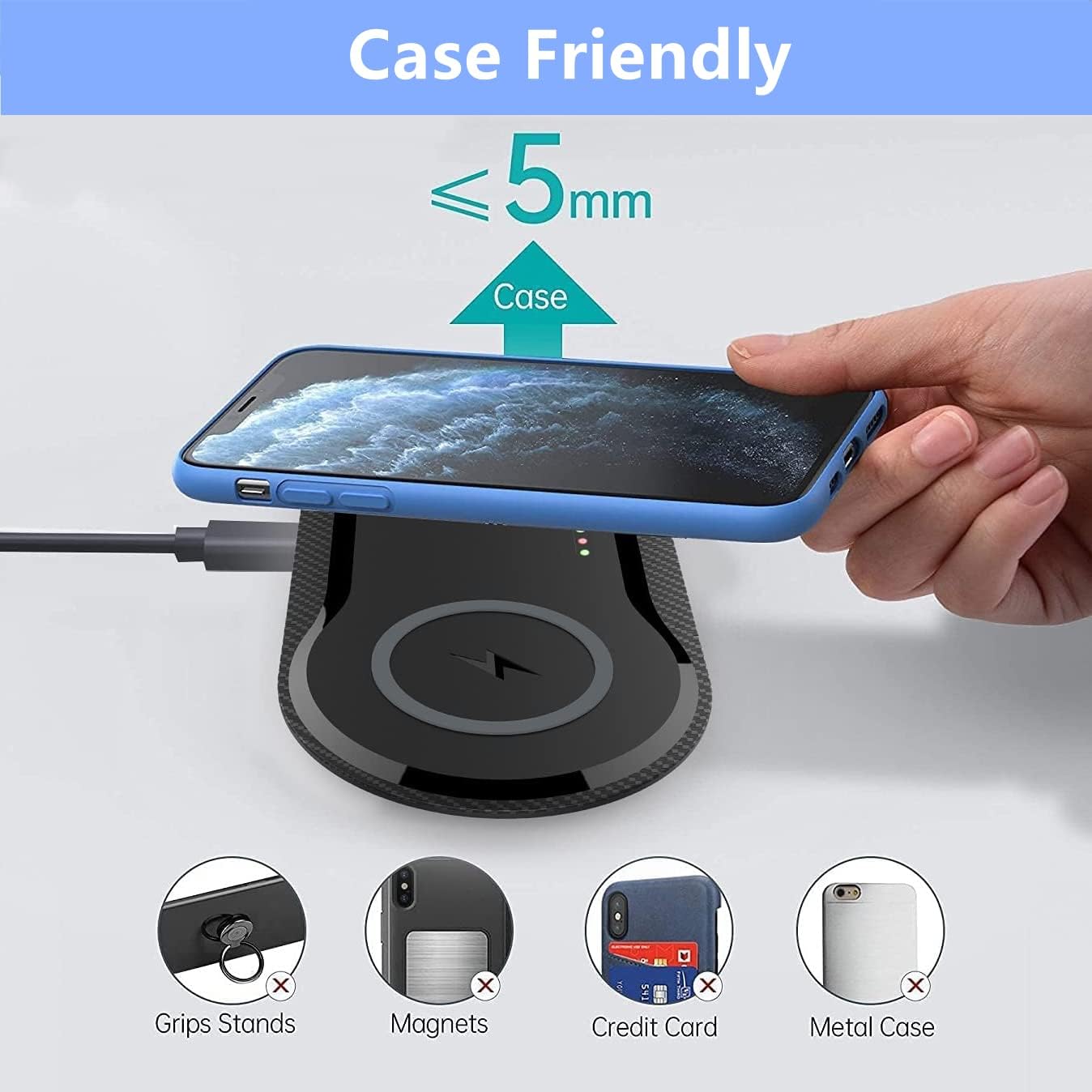 40W Wireless Charging Pad, Dual 20W Fast Wireless Charging Mat for iPhone 16 15 14 13 12 11/SE/X/XS,Apple Airpods 4/3/Pro,15W Wireless Charger Station for Samsung Galaxy/Note/Bud+ (Black)