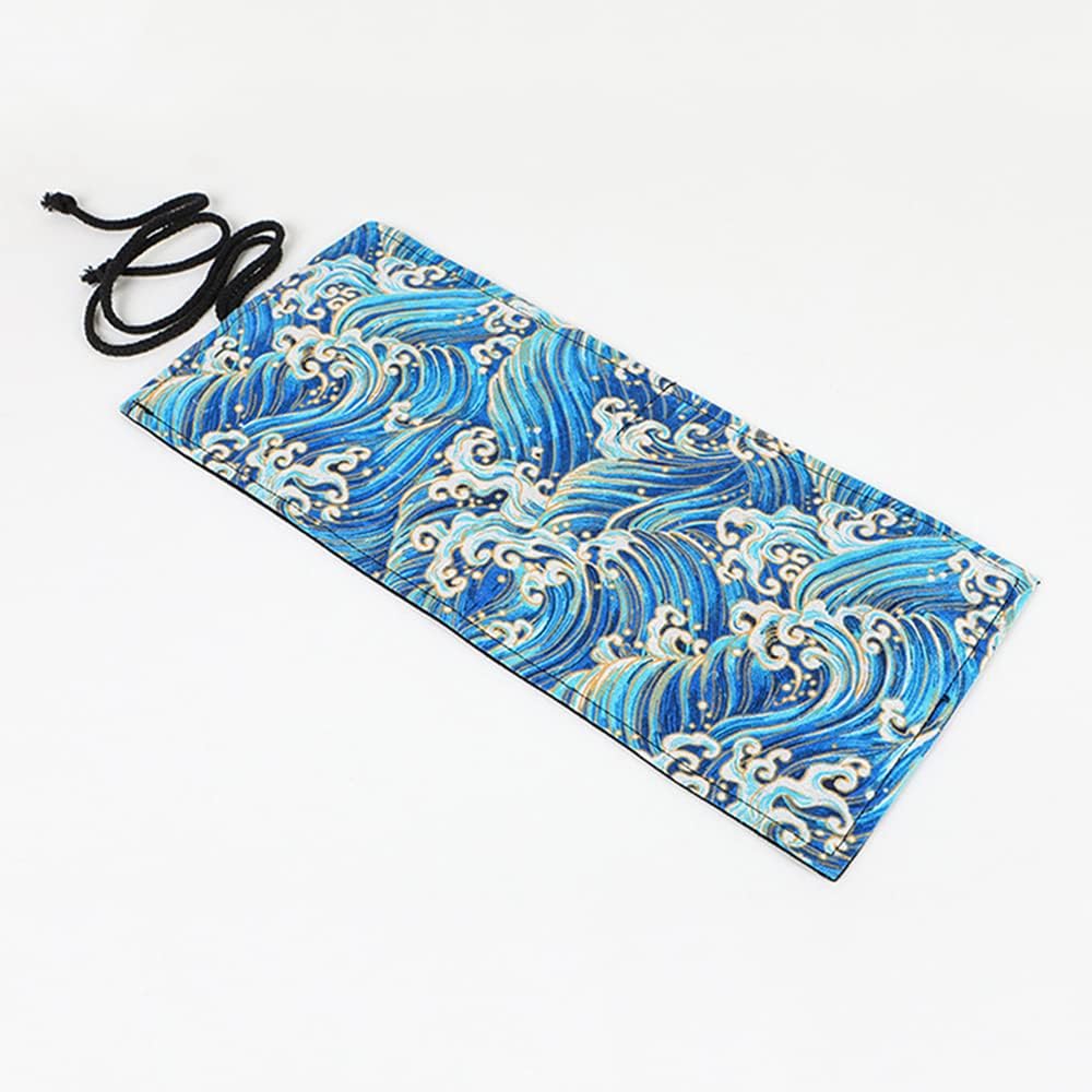 DIYOMR 24/36/72 Slots Pencil Wrap Pencil Rolls, Artist Colored Pencils Roll Up Bag Short Brushes Pouch Case Pencils Organizer for Drawing Coloring and Sketching (Blue Ocean, 36slots)