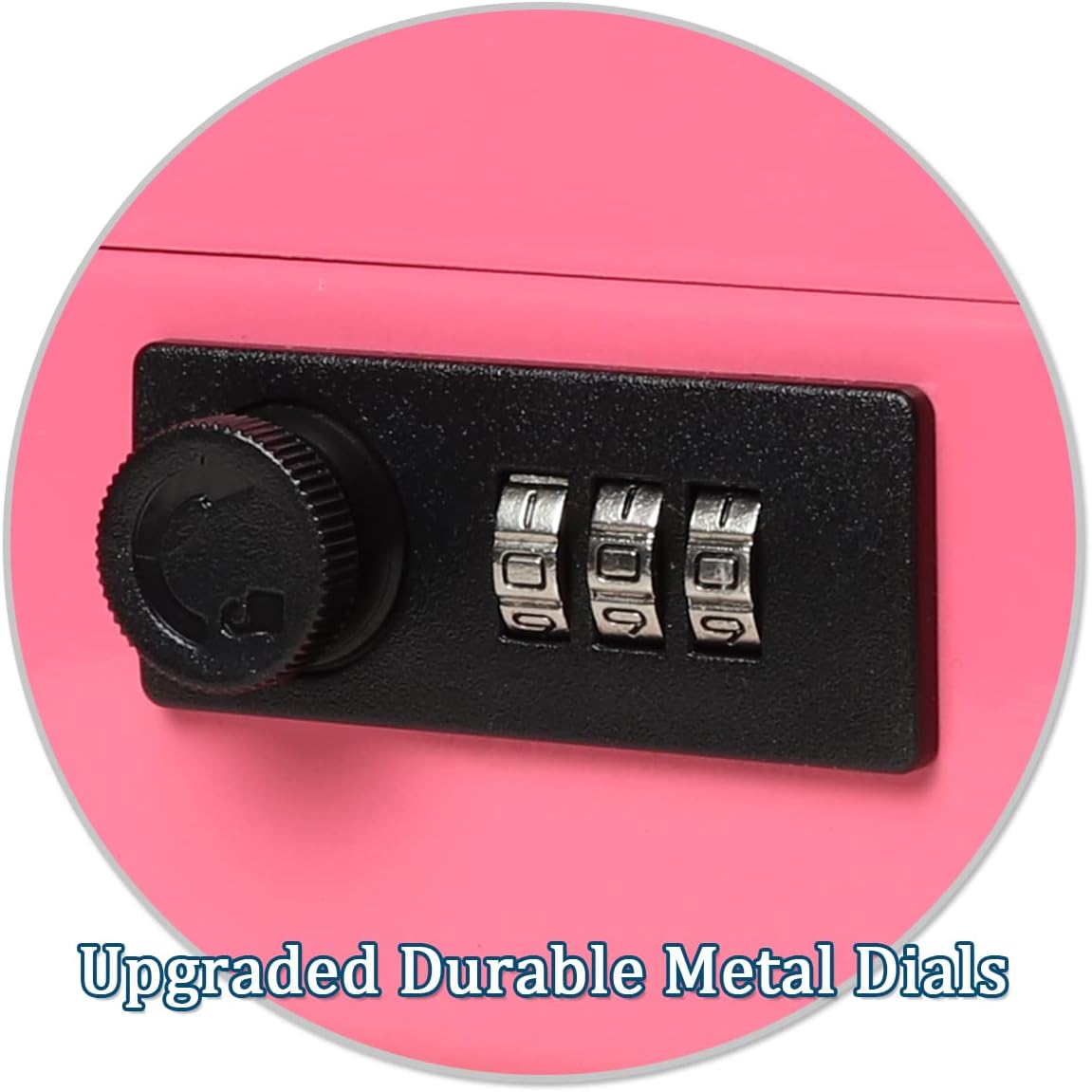 Jssmst Cash Box with Money Tray and Lock - Pink Cash Box with Combination Lock Safe Large, Locking Cash Register Drawer Box for Money, 11.8'' x 9.5'' x 3.5'', SM-CB005PC