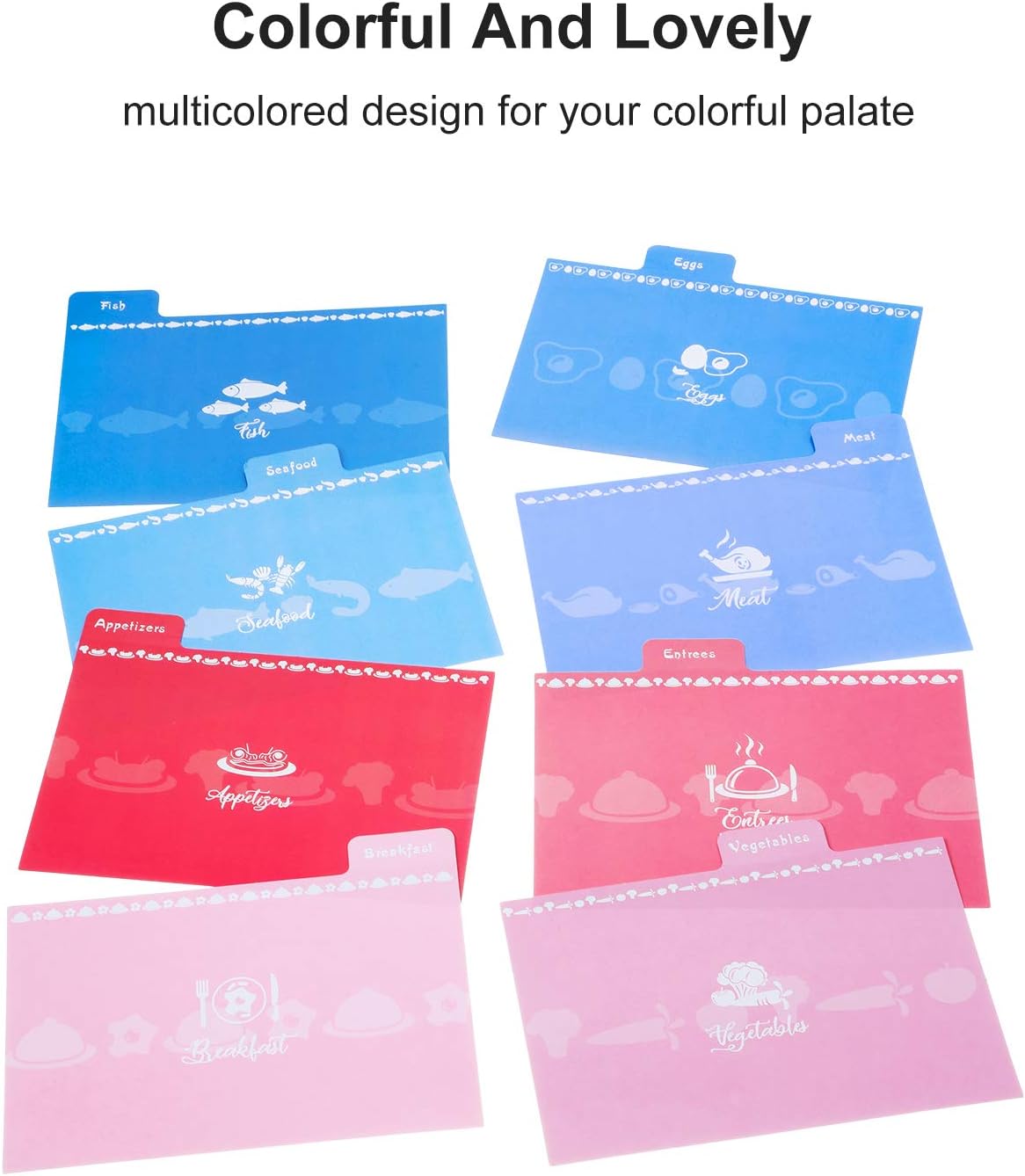 Outus 36 Pieces Recipe Card Dividers Tabs Include 24 Labelled and 12 Blank Tabs 60 Adhesive Labels Fit 4 x 6 Inch Cards for Recipe Box Organize (Bright Style)