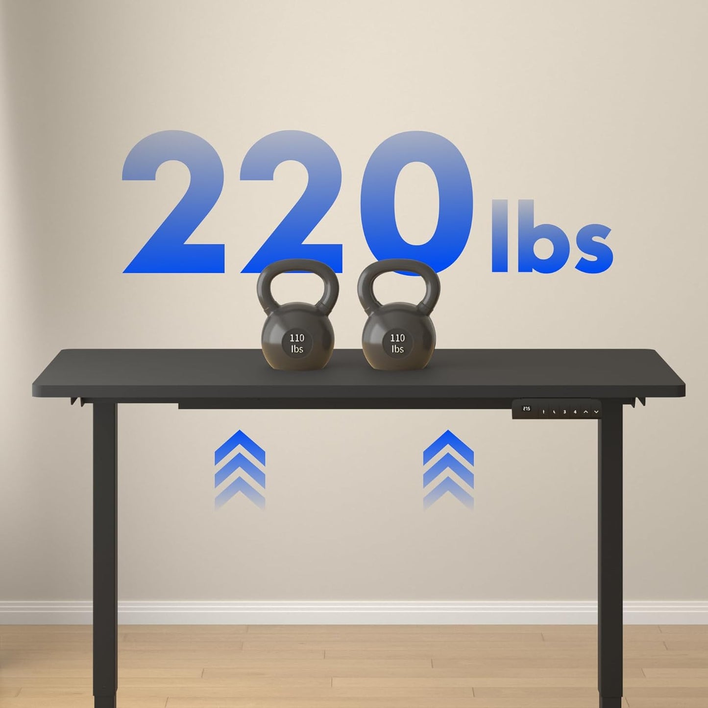 FLEXISPOT E3 Dual Motor Electric Standing Desk 55x28 Inch Whole-Piece Board Height Adjustable Desk Electric Sit Stand Desk (Black Frame + Black Desktop, 2 Packages)