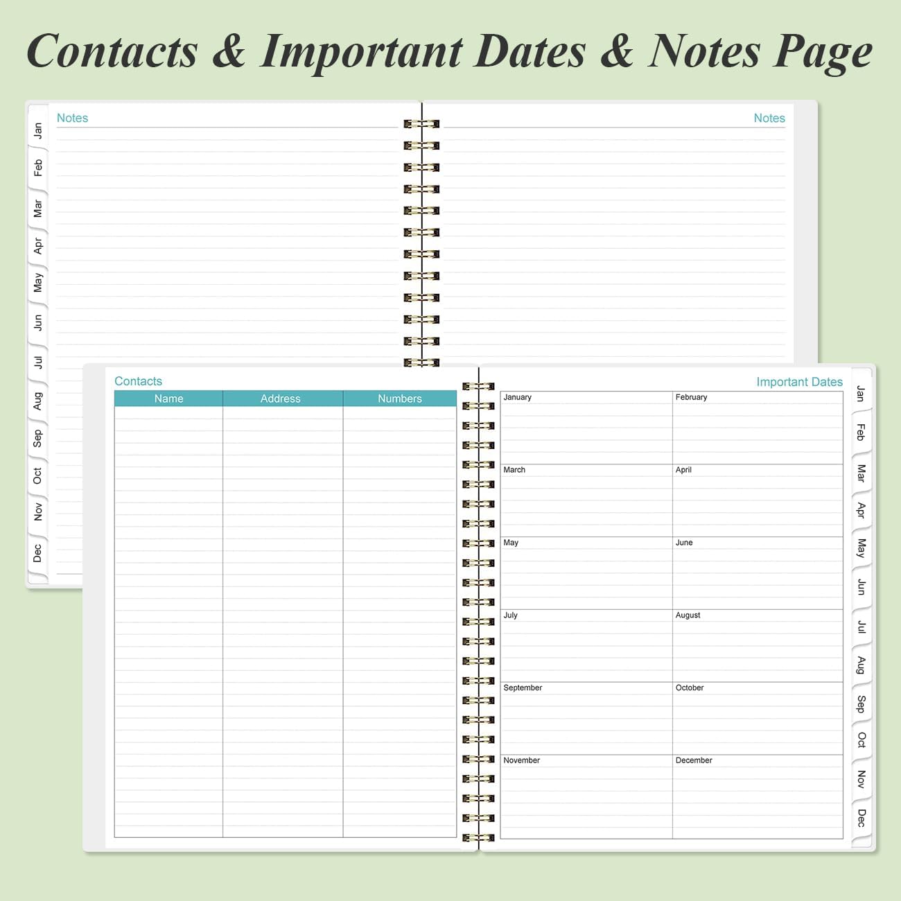 2025 Planner - Planner 2025 from January 2025 to December 2025 with 12 Monthly Tabs, Flexible Cover, Inner Pocket, 8.5" x 11", Green