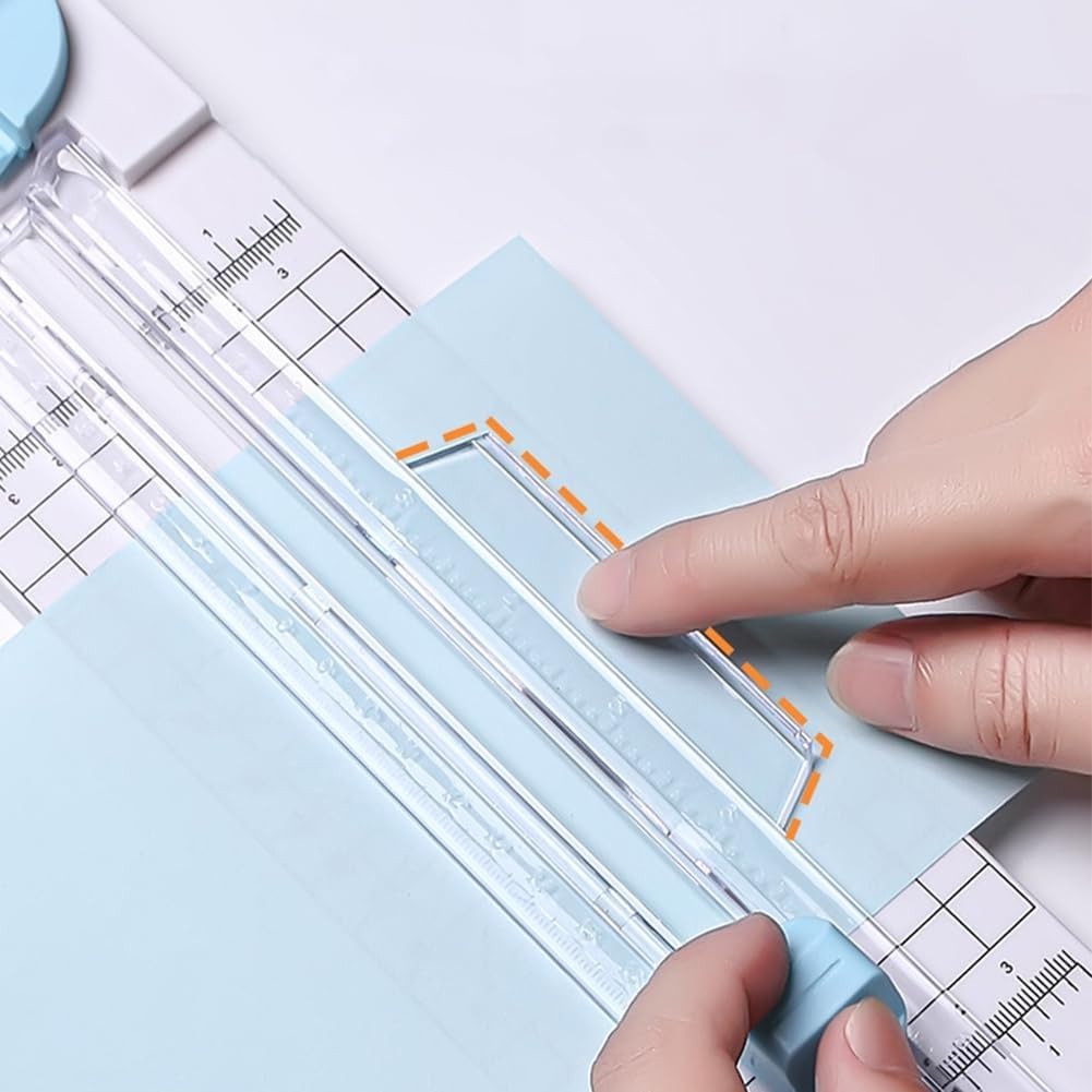 4-in-1 Multi-Function Paper Trimmer,Bidirectional Papers Cutter, Equipped with Straight,4 in 1 Paper Cutter 4 Styles Craft Paper Cutter Multi-Function Scrapbooking Tool (Blue-2PCS)