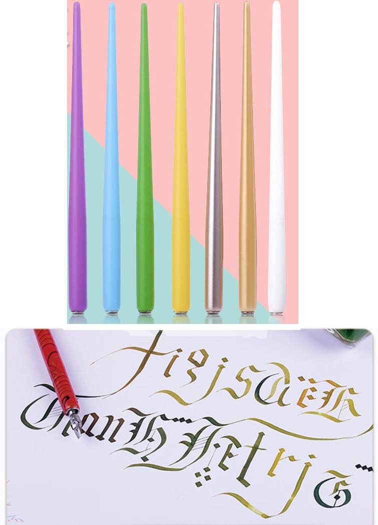 Professional Manga Gothic Pen Dip Pen Calligraphy Drawing Pen Kit, 7 Pen Holders Handles, 12 Nibs (7 Fountain Pen Nib, 5 Flat Nib) - 7 Pcs C