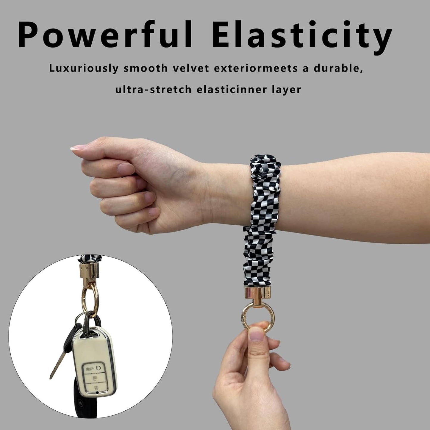 Scrunchie Lanyard Teacher with Safety Breakaway Buckle Stretchy Lanyards for ID Badges and Keys Retractable Keychain Holder for Women Ladies