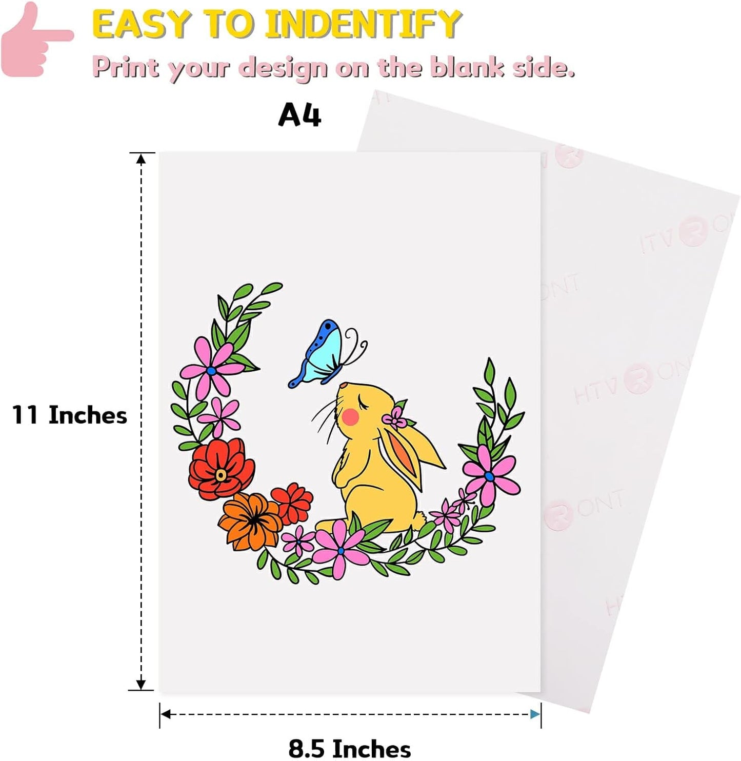 HTVRONT Heat Transfer Paper for Light T Shirts -50 Sheets 8.5x11" Iron on Transfer Paper for Inkjet Printer, Stretchable & Durable Printable Heat Transfer Vinyl, Easy to Use