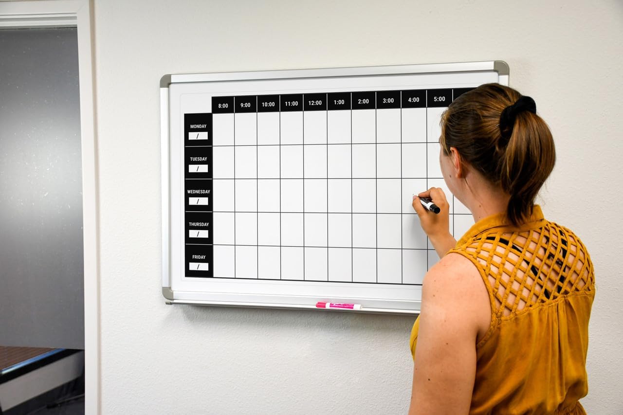Work Week Dry-Erase Scheduling Whiteboard 60" x 40"
