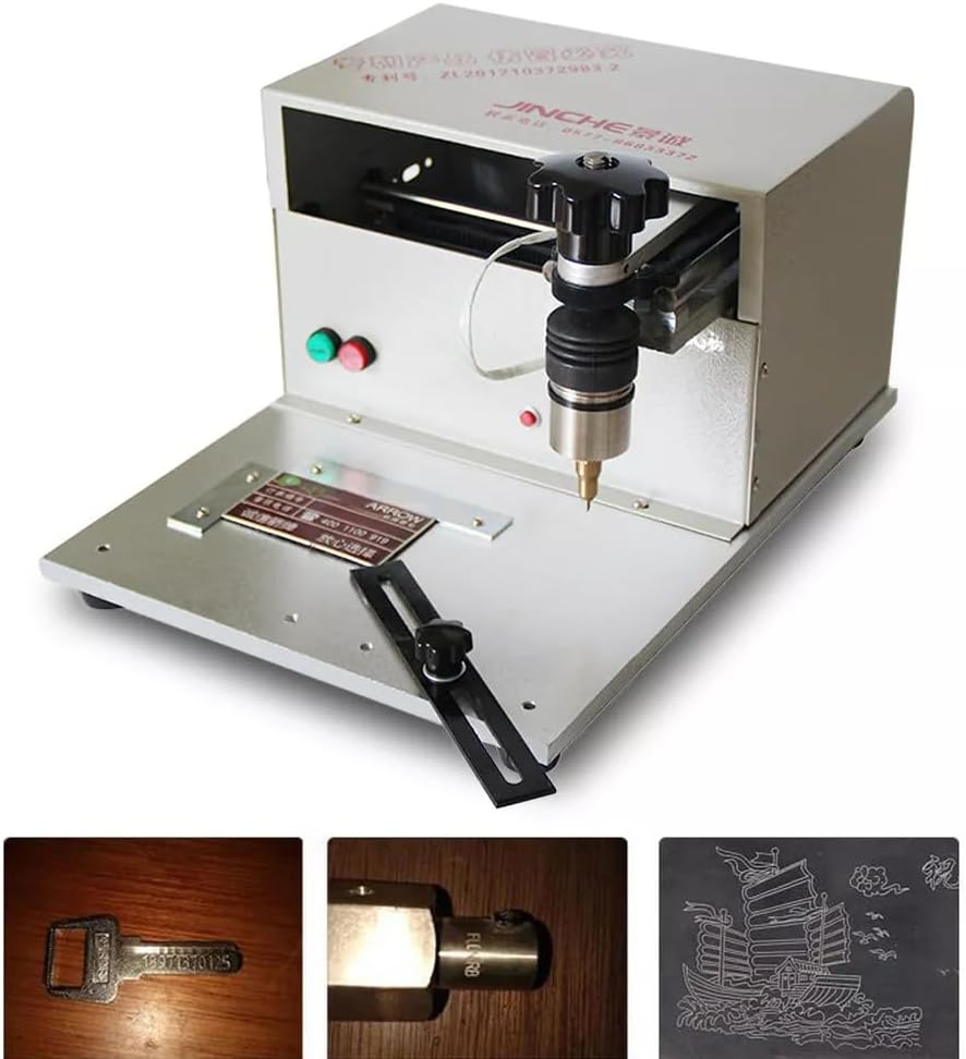 Metal Engraving Machine,Electric Marking Machine Desktop Dot Peen Nameplate Tags Label Marking Engraver,110V 170x100mm Dot Peen Engraving for Nameplate Label Tags Number Letter